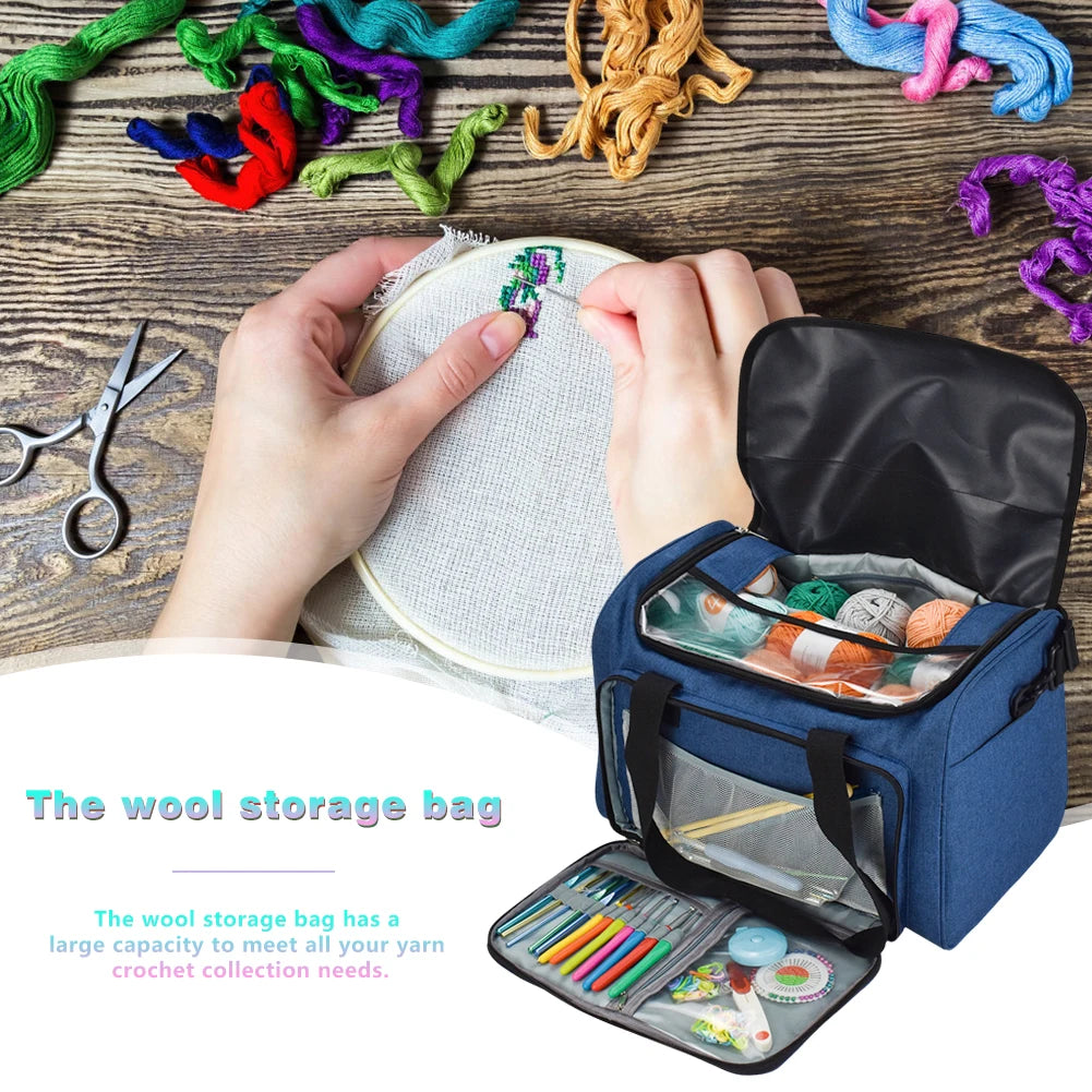 Wool Yarn Storage Bag Yarn Knitting Tools Organizer Case Lightweight Knitting Crochet Organizer Large Capacity Travel Yarn Bags