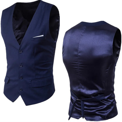 Men's Dress Suit Vest V Neck Slim Fit Waistcoat Formal Business Sleeveless Vests for Wedding Groomsman Gilet Men Clothes 6XL