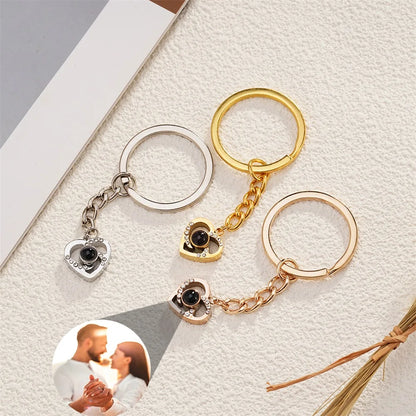 Custom Photo Projection Keychain For Women Men Personalizd Heart Pendant Keychain With Picture Inside Anniversary Gift Jewelry