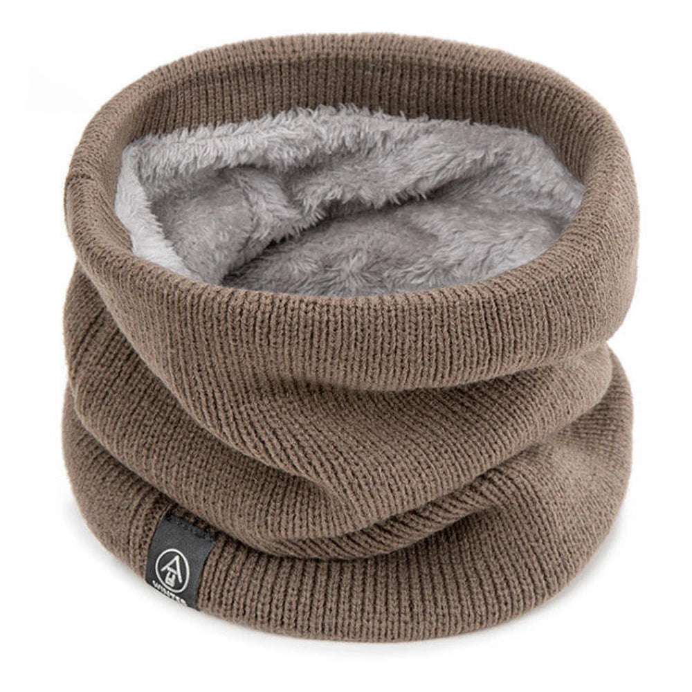 Cashmere Plush Warm Winter Ring Scarf Women Men Knit Full Face Mask Snood Neck Scarves Warmer Bufanda Thick Fleece-lined Muffler