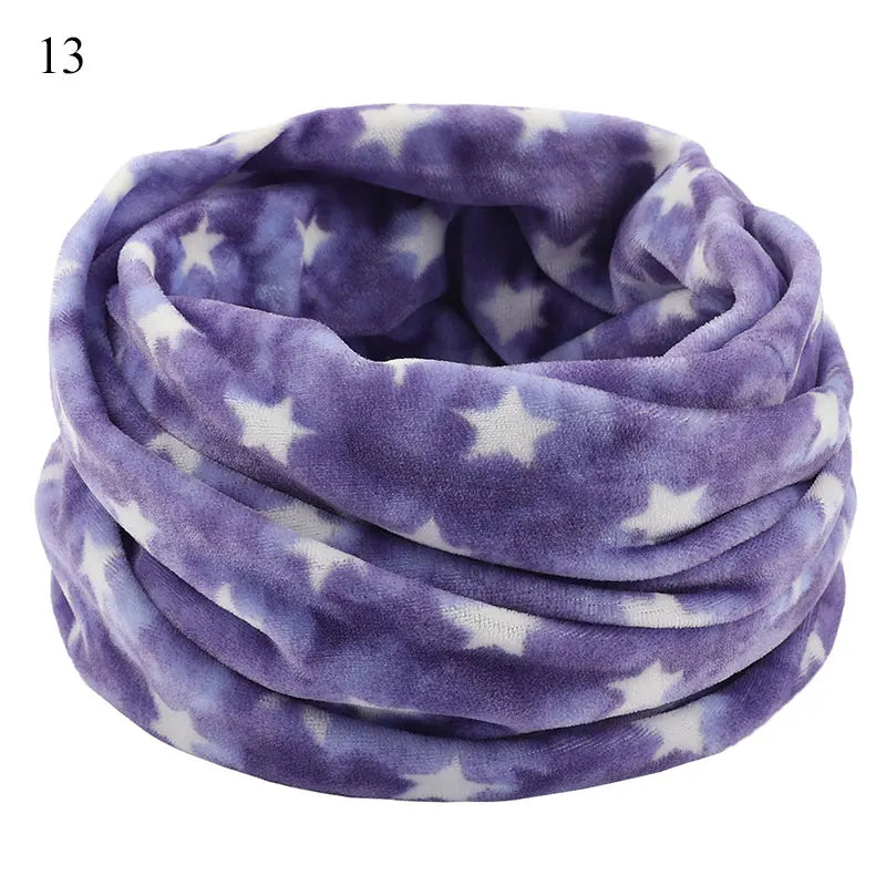 Winter Warm Soft Fleece Scarf Plush Neck Warmer For Women Men Print Floral Snood Scarves Unisex Tippet Neckerchief Shawl Wrap