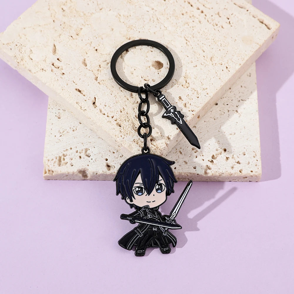 Anime Sword Art Online Metal Keychain Asuna Krito Kirigaya Kazuto Key Chain Jewelry Backpack Key Rings for Fans Gift Accessories