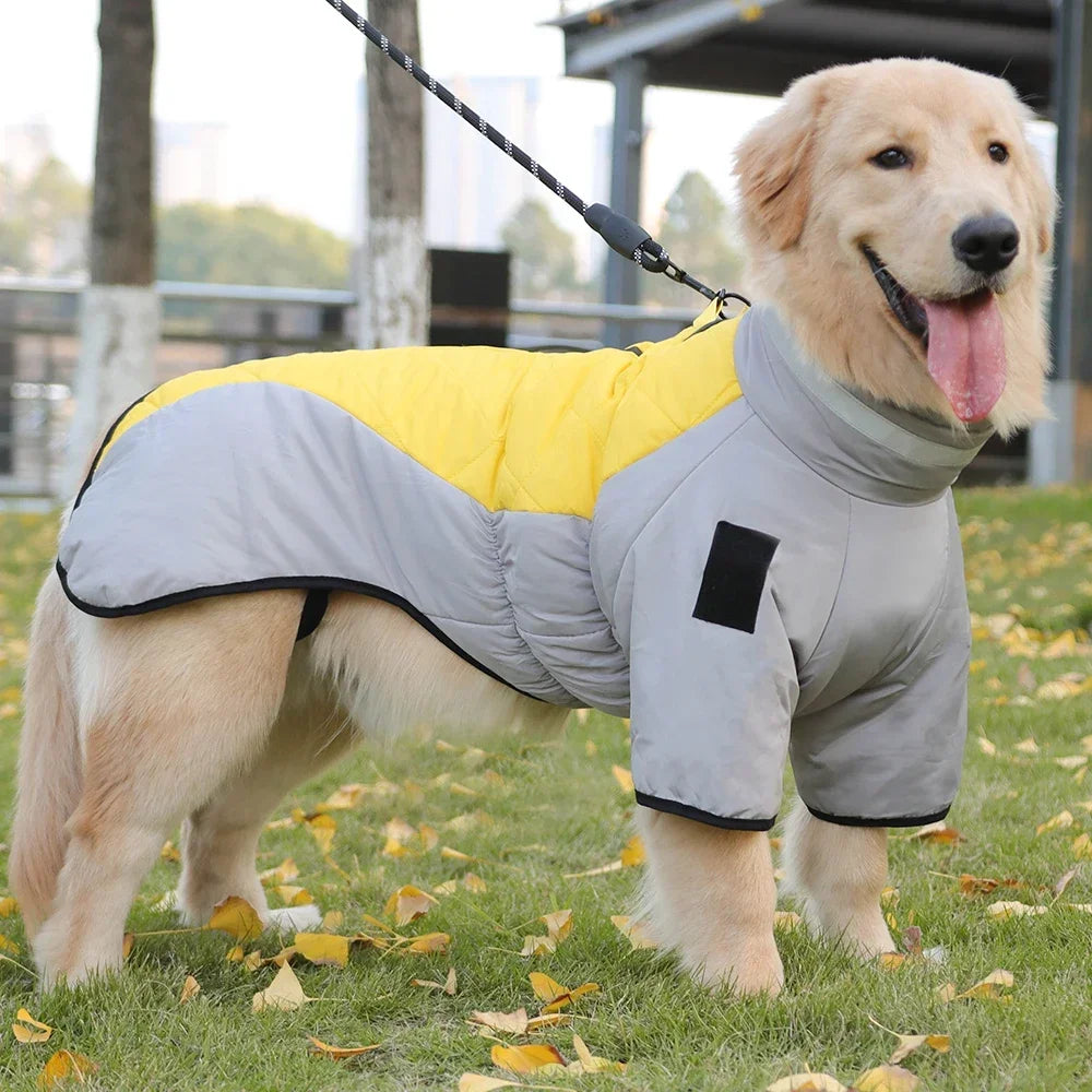 Warm Dog Jacket for Winter Cold Weather, Soft Waterproof Reflective Medium Large Dog Jacket Coat Vest with Sleeves High Collar