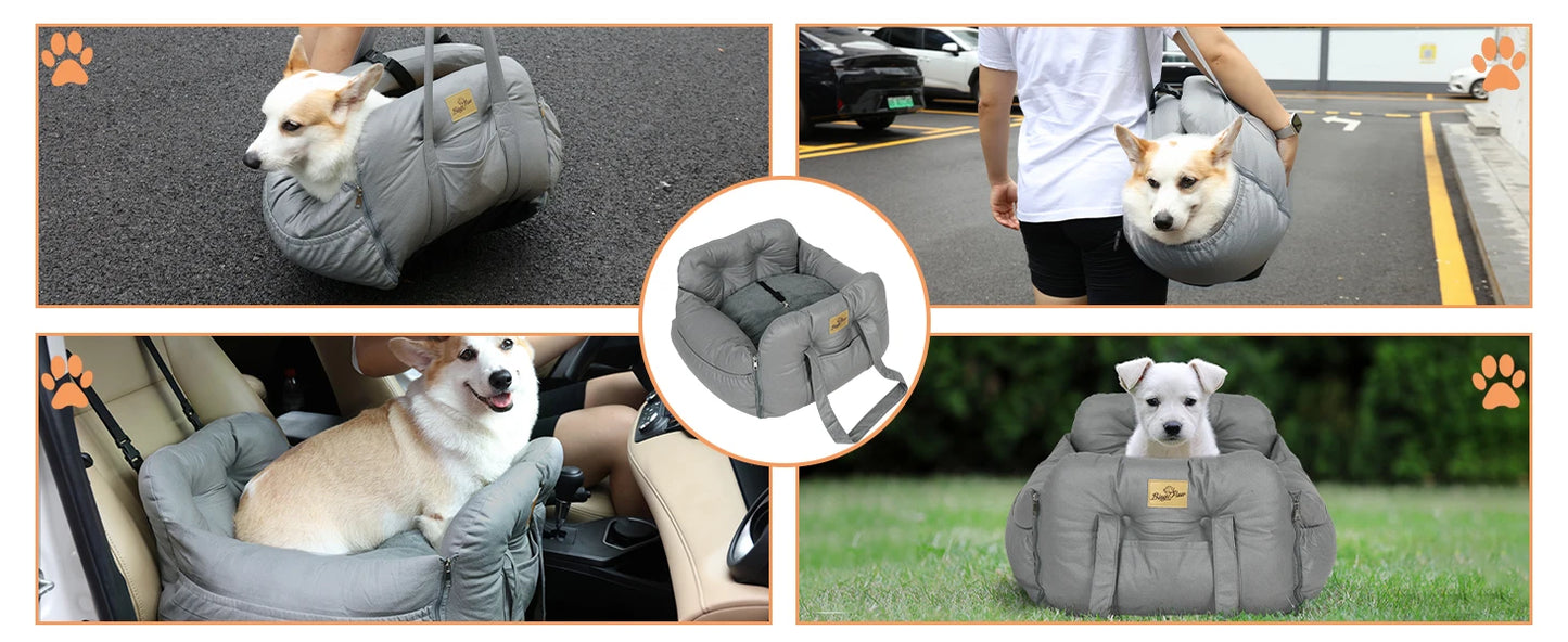 Portable Semi-closed Pet Dog Car Sear Carrier 3-purpose Cat Puppy Travel Bed Car Booter Seat with Safety Belt