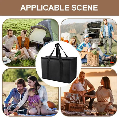 65L to 70L Insulated Tote Bag Grocery Fruit Food Meal Big Storage Cooler Delivery Zipper Thermal Case Outdoor Shopping Organizer