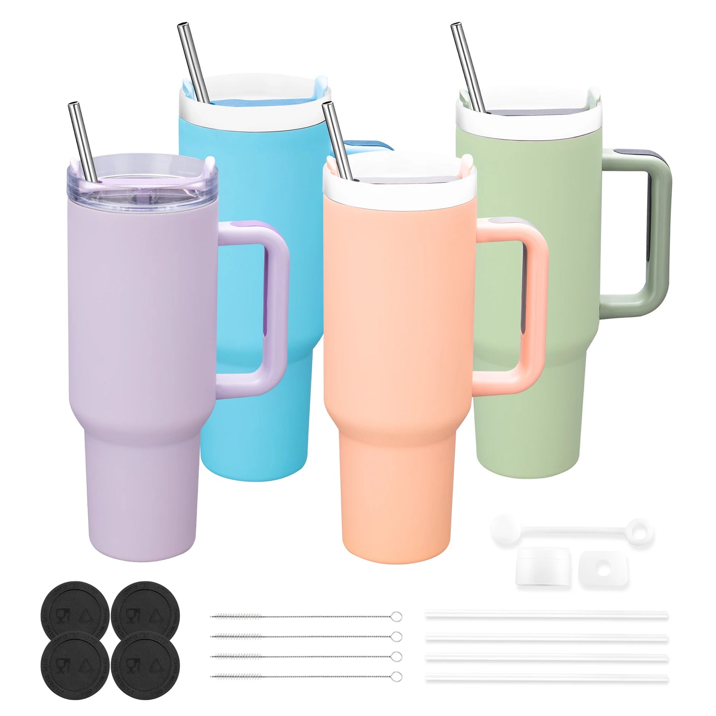 4Pcs /20 Pcs 40OZ tumbler with Handle,40OZ powder coated tumbler, rainbow Vacuum Water bottle,travel cup,for home,engraving