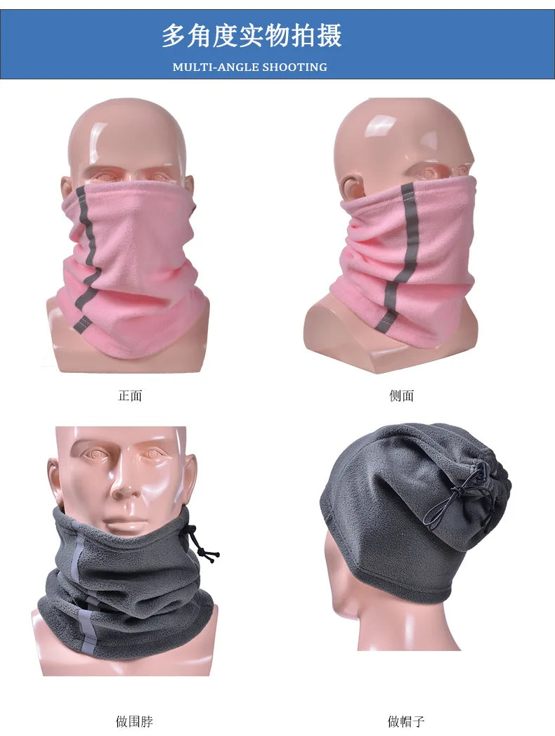 Fleece Neck Gaiter Visibility Reflective Safety Neck Warmer Balaclava Bandana Winter Warm Scarf for Women Men