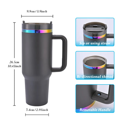 4Pcs /20 Pcs 40OZ tumbler with Handle,40OZ powder coated tumbler, rainbow Vacuum Water bottle,travel cup,for home,engraving