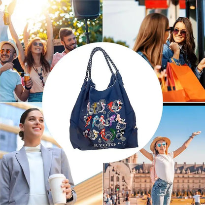 Embroidered Printed Handbags Lady Reusable Shopping Bag Women Retro Shoulder Bag Tote Bag