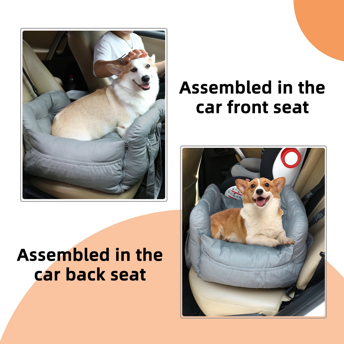 Portable Semi-closed Pet Dog Car Sear Carrier 3-purpose Cat Puppy Travel Bed Car Booter Seat with Safety Belt