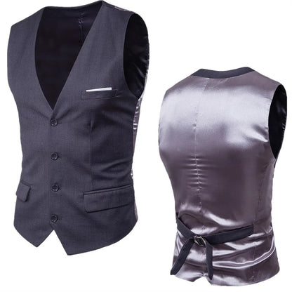 Men's Dress Suit Vest V Neck Slim Fit Waistcoat Formal Business Sleeveless Vests for Wedding Groomsman Gilet Men Clothes 6XL