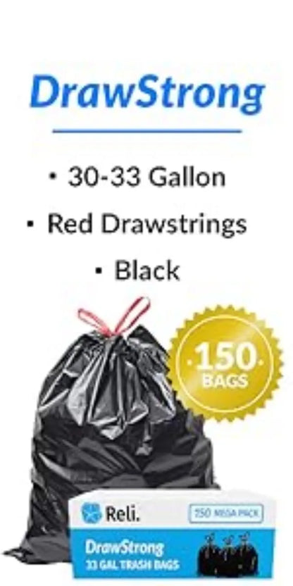 Reli. SuperValue 13 Gallon Trash Bags  1000 Count Bulk  Tall Kitchen  Can Liners  Black Multi-Use Garbage Bags