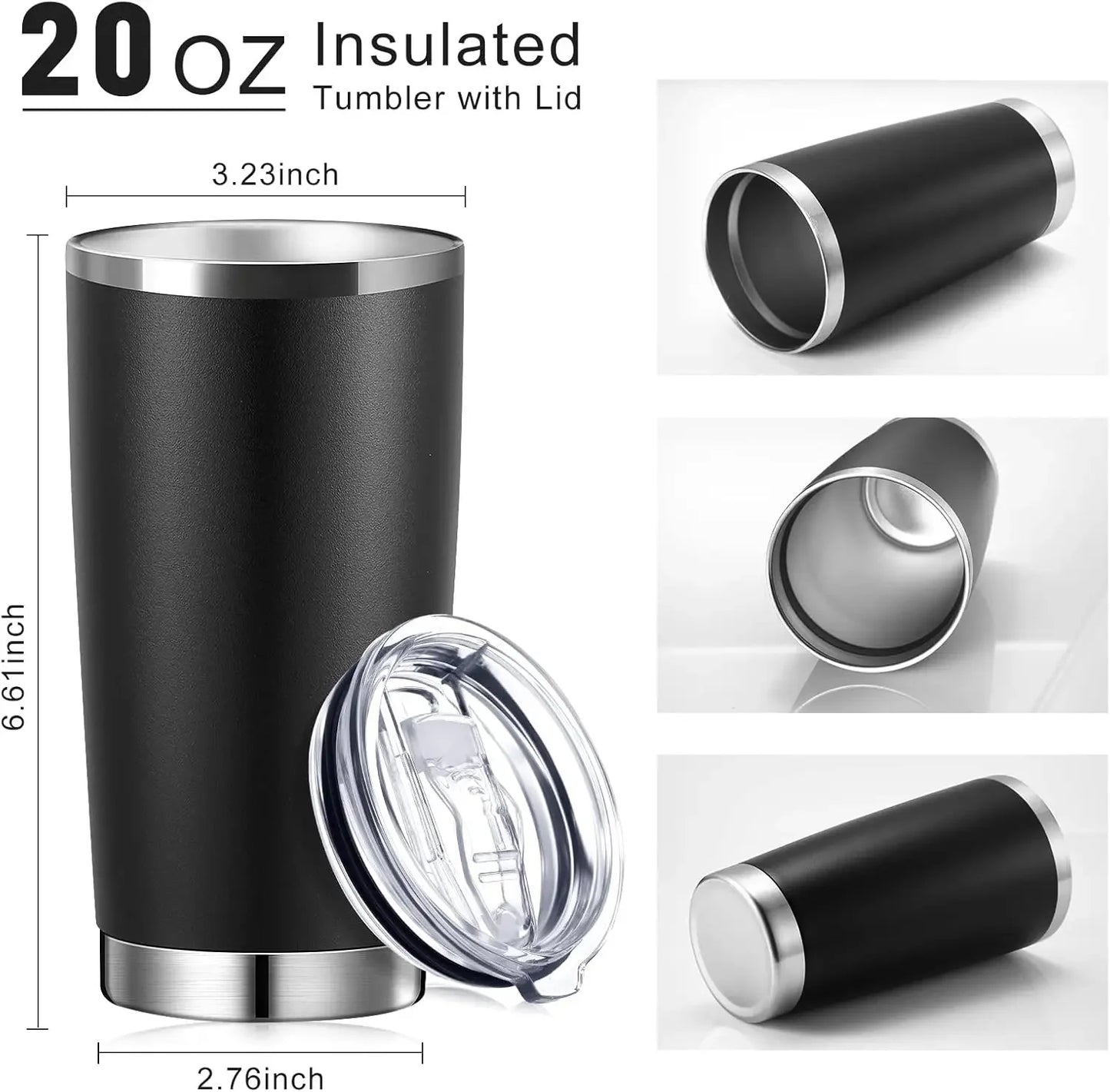 72pcs Stainless Steel Tumbler Bulk Set 20oz Insulated Double Wall Coffee Mug Wedding Party Graduation Practical Design with