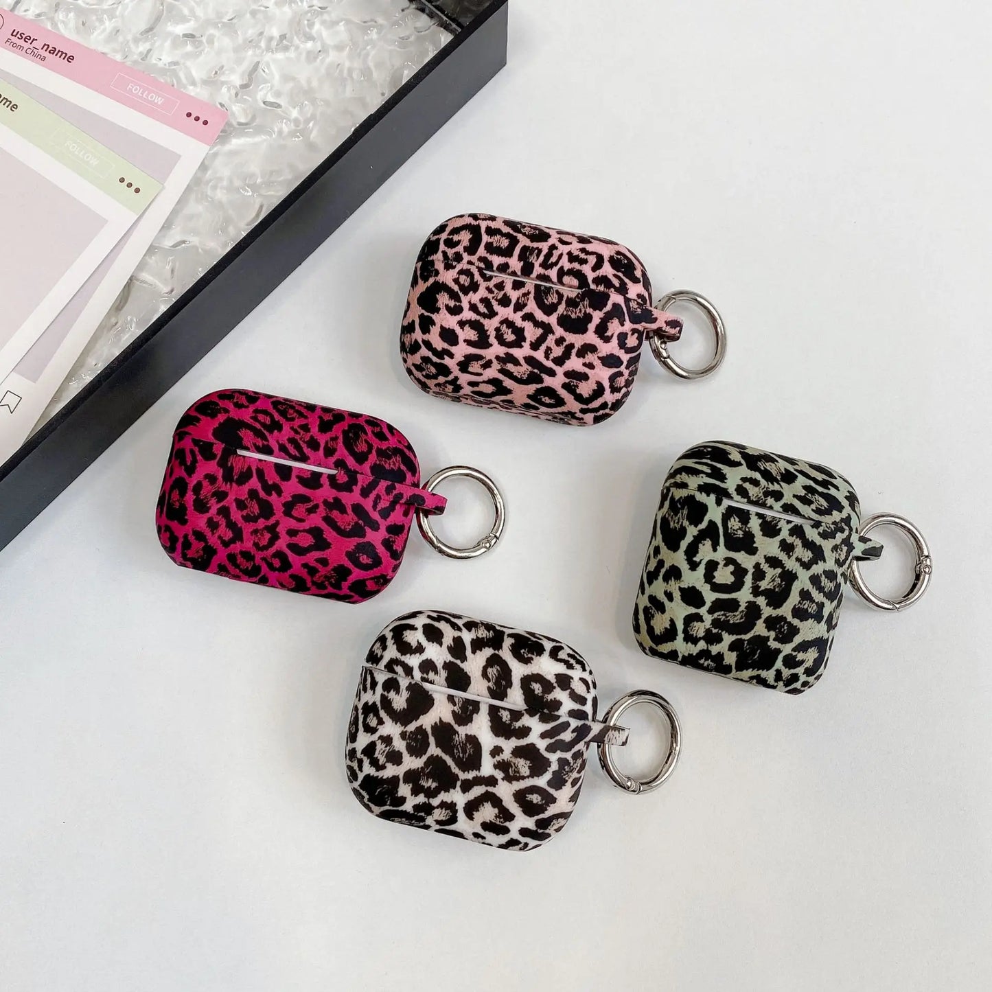 For Airpods 4 Generation Leopard Print Earphone Case with Keychain Silicone Protective Cover For Airpods Pro 2 Protective Case