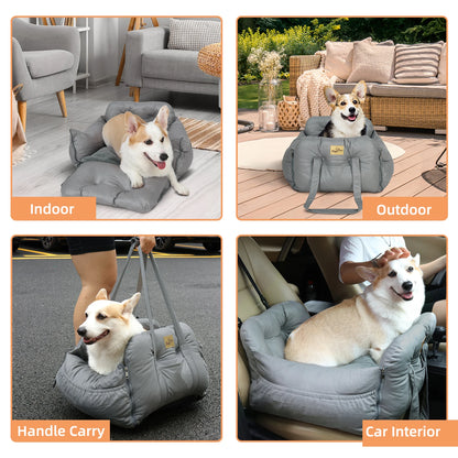 Portable Semi-closed Pet Dog Car Sear Carrier 3-purpose Cat Puppy Travel Bed Car Booter Seat with Safety Belt