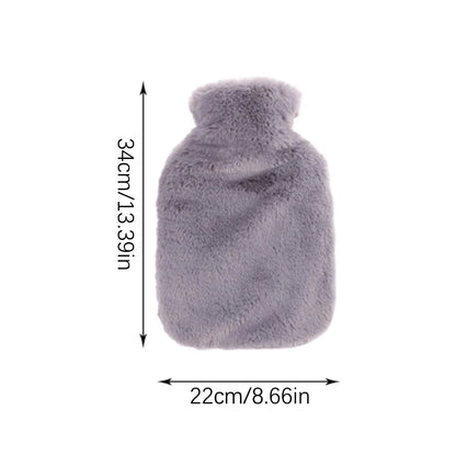 2L Hot Water Bag Protective Case Winter Removable Plush Cover Cold-proof Warm Faux Fur Fleece Cover Heat Preservation Covers