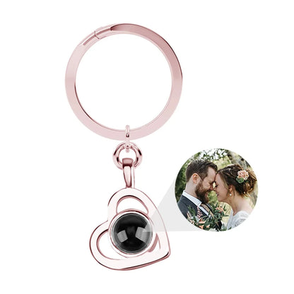 Custom Photo Projection Keychain For Women Men Personalizd Heart Pendant Keychain With Picture Inside Anniversary Gift Jewelry