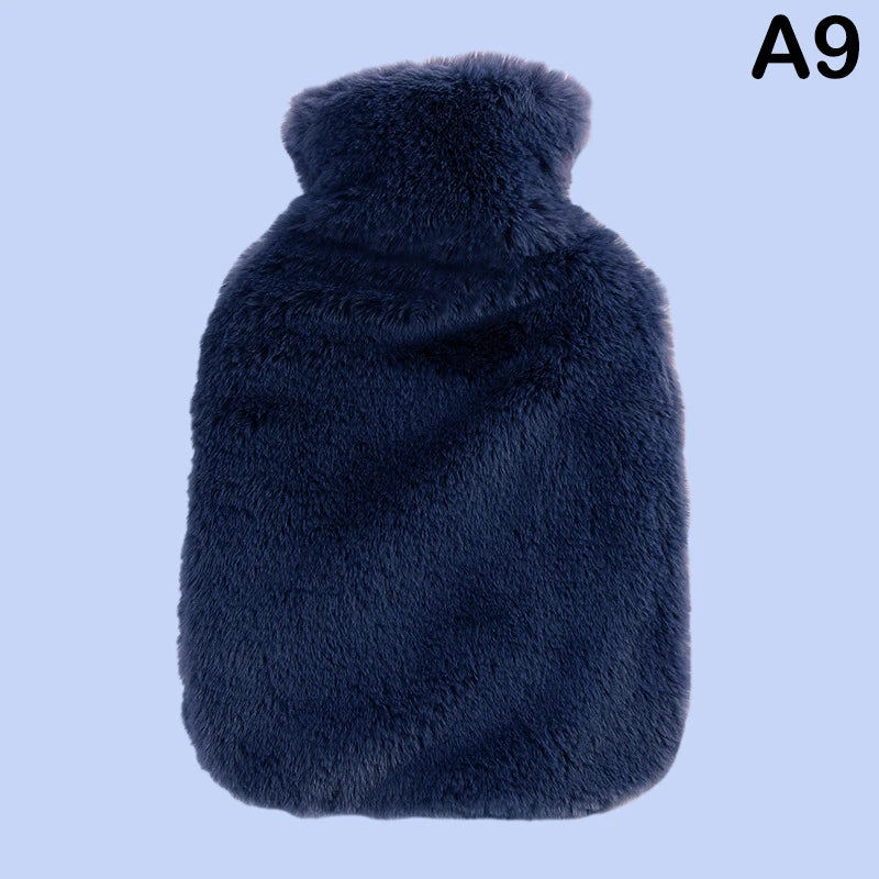 2L Hot Water Bag Protective Case Winter Removable Plush Cover Cold-proof Warm Faux Fur Fleece Cover Heat Preservation Covers