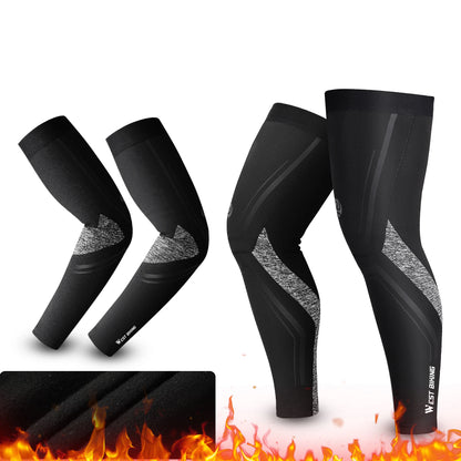 WEST BIKING Winter Thermal Cycling Arm Sleeves Legwarmers Warm Fleece Windproof Sports Sleeves Men Women Bicycle Leg warmers