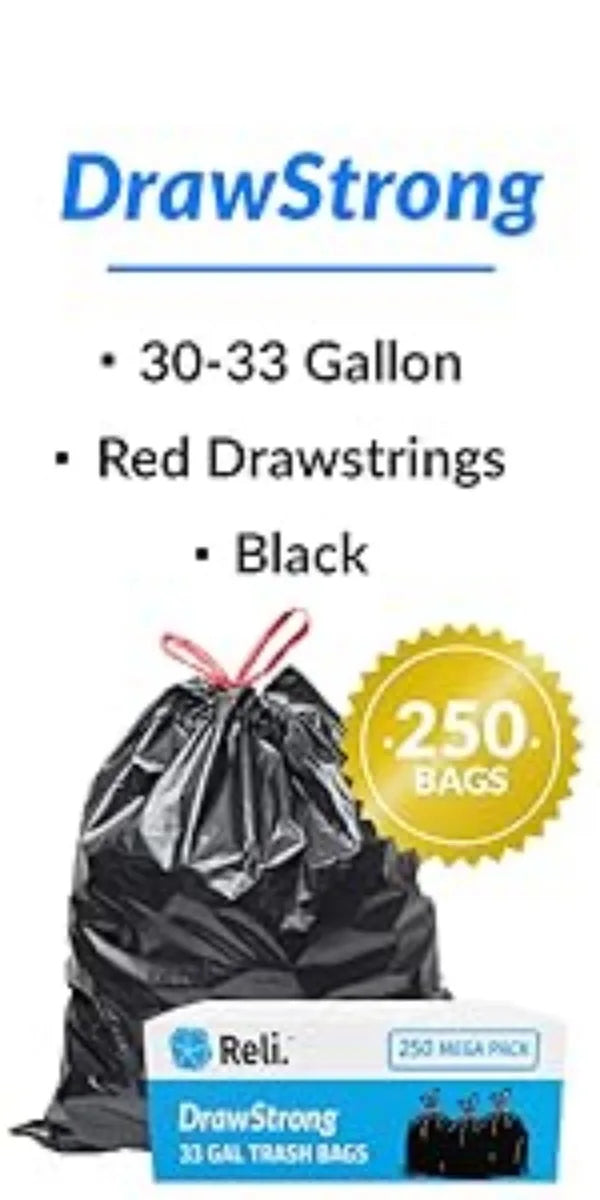 Reli. SuperValue 13 Gallon Trash Bags  1000 Count Bulk  Tall Kitchen  Can Liners  Black Multi-Use Garbage Bags