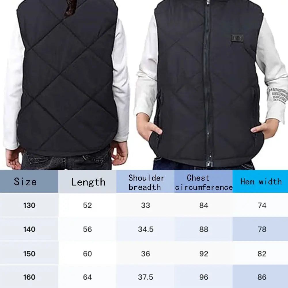 Heated Vest for Boys Girls 13 Heating Zones Heated Body Warmer Kids Gilet USB Charging Heated Waistcoat Washable