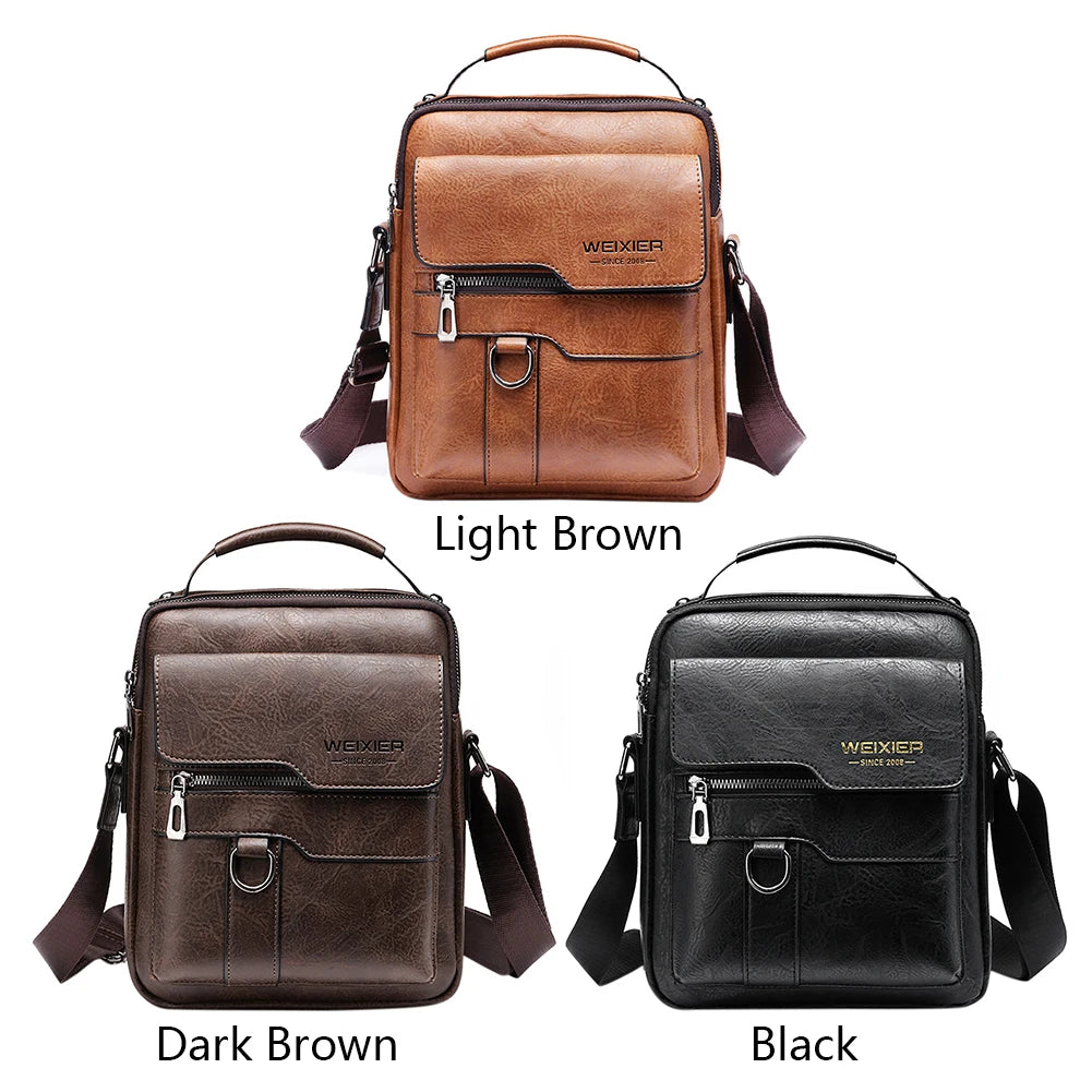 Men's Genuine Leather Crossbody Shoulder Bags Vintage PU Men Handbag Tote Casual Business Man Messenger Bag Leather Fanny Pack