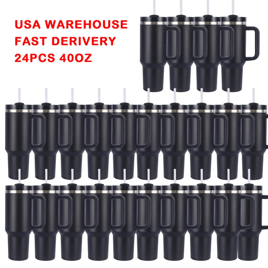 24pack 40oz NEW Stainless Steel Vacuum Insulated Tumbler with Lid and Straw for Water, Iced Tea or Coffee bulk wholesale no logo