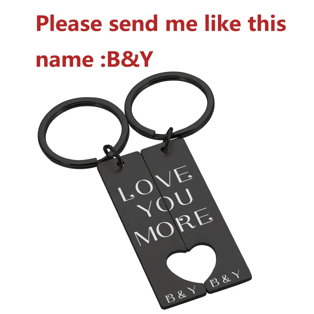 Stainless Personalized Heart Keychain Set Engraved Date and Name Custom Spotify Music Code KeyChain Car Love Keyring Gift Couple