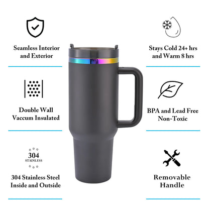 4Pcs /20 Pcs 40OZ tumbler with Handle,40OZ powder coated tumbler, rainbow Vacuum Water bottle,travel cup,for home,engraving