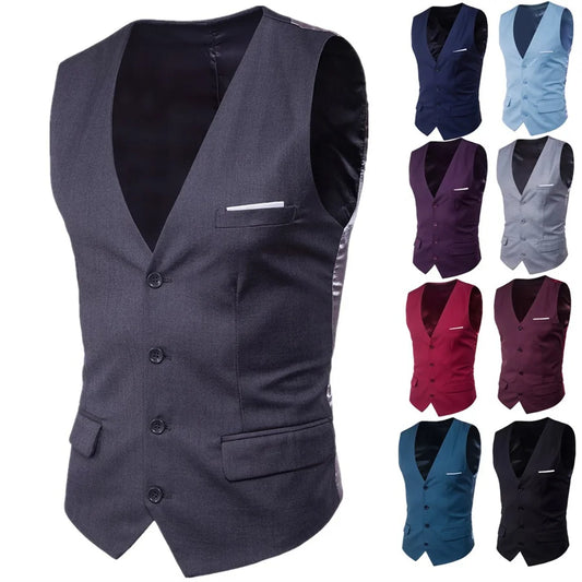 Men's Dress Suit Vest V Neck Slim Fit Waistcoat Formal Business Sleeveless Vests for Wedding Groomsman Gilet Men Clothes 6XL