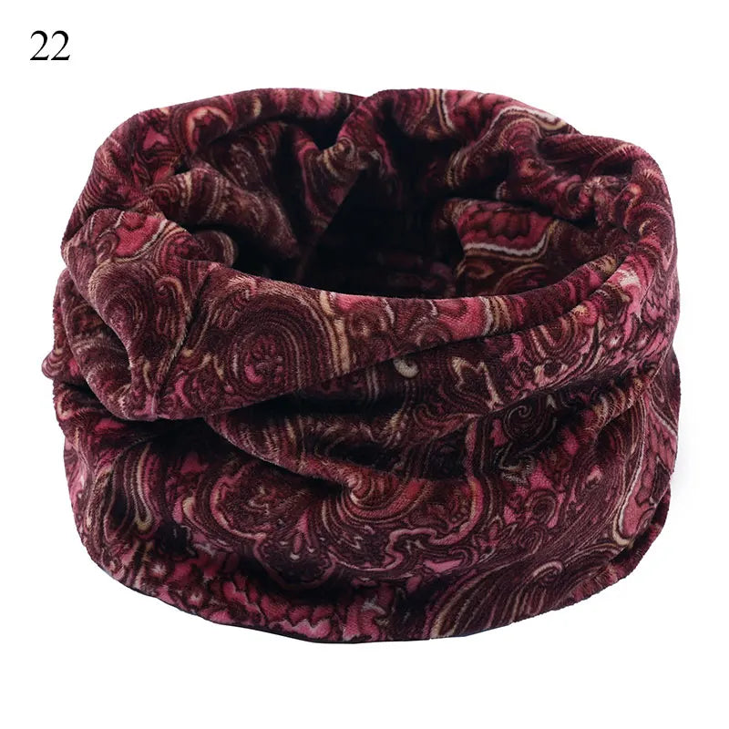 Winter Warm Soft Fleece Scarf Plush Neck Warmer For Women Men Print Floral Snood Scarves Unisex Tippet Neckerchief Shawl Wrap