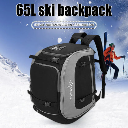 65L Ski Boot Bag Helmet Clothing Rucksack Waterproof Storage Backpack For Ski Durable Ski Boot Storage Bags Skiing Accessories