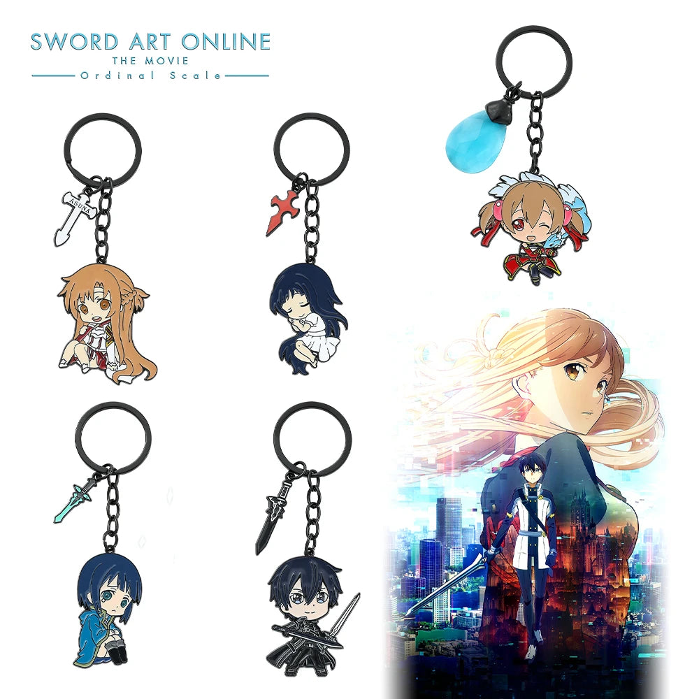 Anime Sword Art Online Metal Keychain Asuna Krito Kirigaya Kazuto Key Chain Jewelry Backpack Key Rings for Fans Gift Accessories