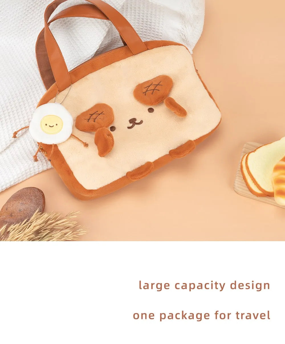 GeekShare Dog Toast Plush Bag Shoulder Tote Bag Handbag Carrying Case for Nintendo Switch/OLED/LITE IPAD Cute Shopping Bag