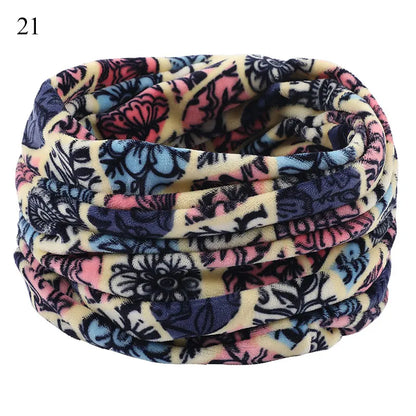 Winter Warm Soft Fleece Scarf Plush Neck Warmer For Women Men Print Floral Snood Scarves Unisex Tippet Neckerchief Shawl Wrap