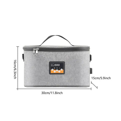 30cm Electric Heated Lunch Box Food Heater Food Warming Tote for car and home, 12V Portable Personal Oven with Tableware Bag