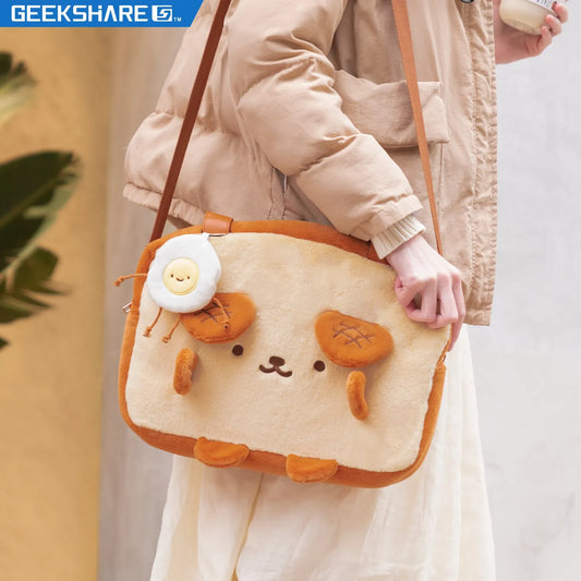 GeekShare Dog Toast Plush Bag Shoulder Tote Bag Handbag Carrying Case for Nintendo Switch/OLED/LITE IPAD Cute Shopping Bag