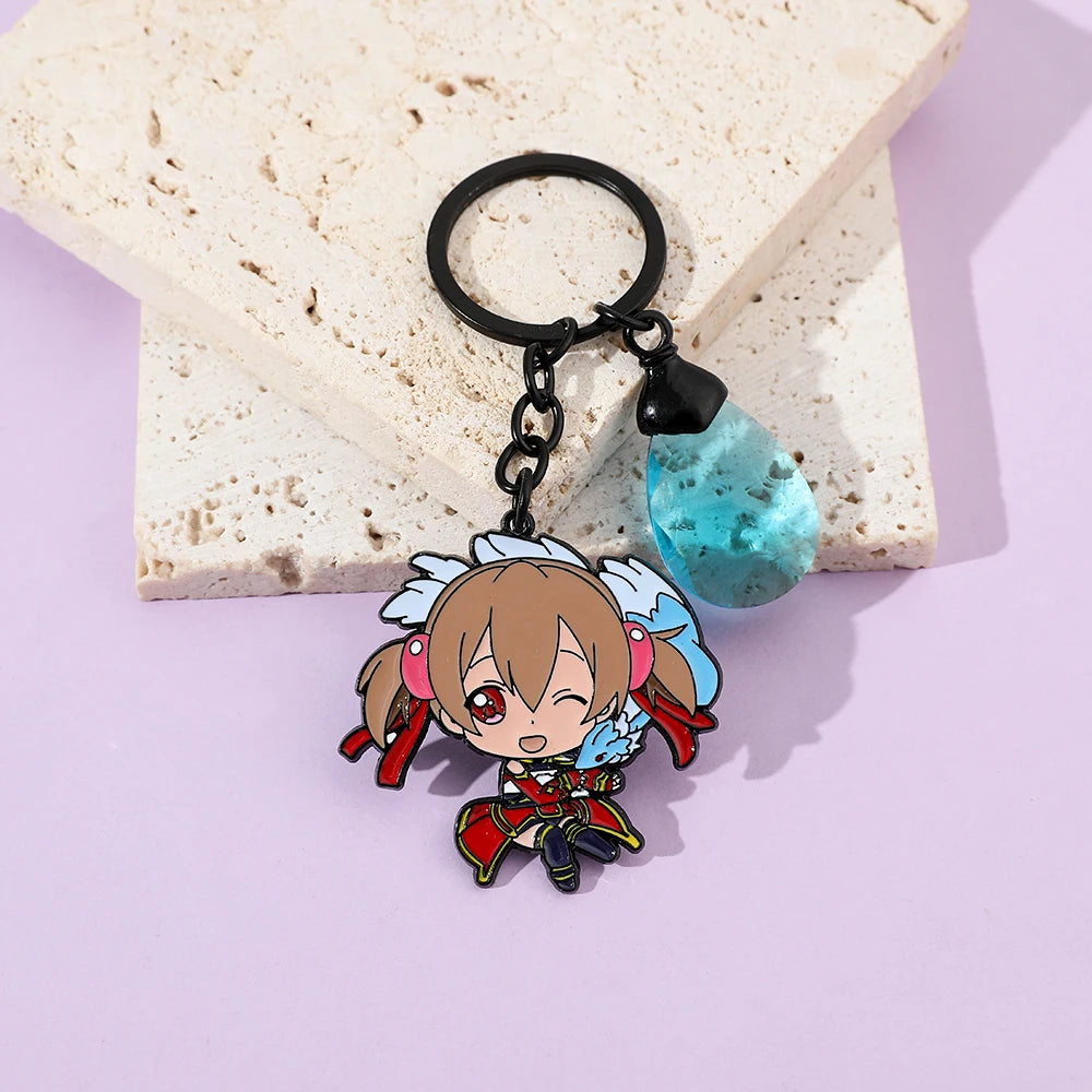 Anime Sword Art Online Metal Keychain Asuna Krito Kirigaya Kazuto Key Chain Jewelry Backpack Key Rings for Fans Gift Accessories