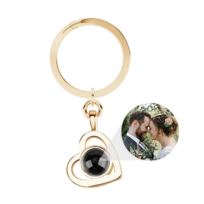 Custom Photo Projection Keychain For Women Men Personalizd Heart Pendant Keychain With Picture Inside Anniversary Gift Jewelry