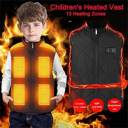 Heated Vest for Boys Girls 13 Heating Zones Heated Body Warmer Kids Gilet USB Charging Heated Waistcoat Washable