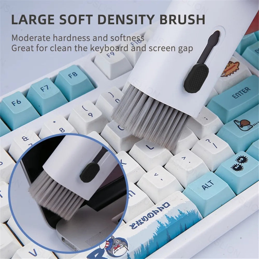 7 in 1 Cleaning Kit Computer Keyboard Cleaner Brush Earphones Cleaning Pen For Headset IPad Phone Cleaning Tools Keycap Puller ﻿