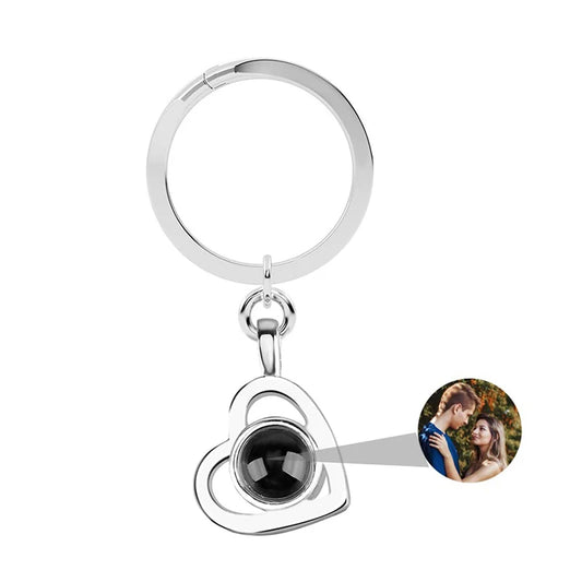 Custom Photo Projection Keychain For Women Men Personalizd Heart Pendant Keychain With Picture Inside Anniversary Gift Jewelry