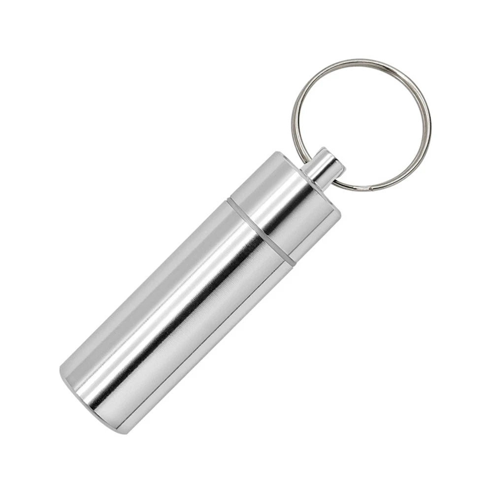 S/M/L Keychain Pill Box Case Bottle Portable Waterproof Pill Container Aluminum Alloy Health Care for Outdoor Travel Camping