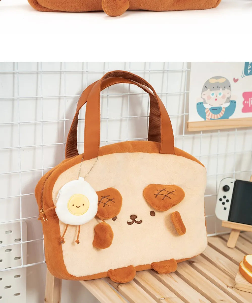 GeekShare Dog Toast Plush Bag Shoulder Tote Bag Handbag Carrying Case for Nintendo Switch/OLED/LITE IPAD Cute Shopping Bag