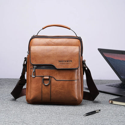 Men's Genuine Leather Crossbody Shoulder Bags Vintage PU Men Handbag Tote Casual Business Man Messenger Bag Leather Fanny Pack