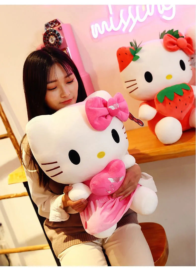 22-45cm Kawaii Hello Kitty Plush Toys Anime Kawaii Pillow Doll Stuffed Animal Children Plushies Decoration Peluche Birthday Gift