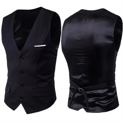 Men's Dress Suit Vest V Neck Slim Fit Waistcoat Formal Business Sleeveless Vests for Wedding Groomsman Gilet Men Clothes 6XL