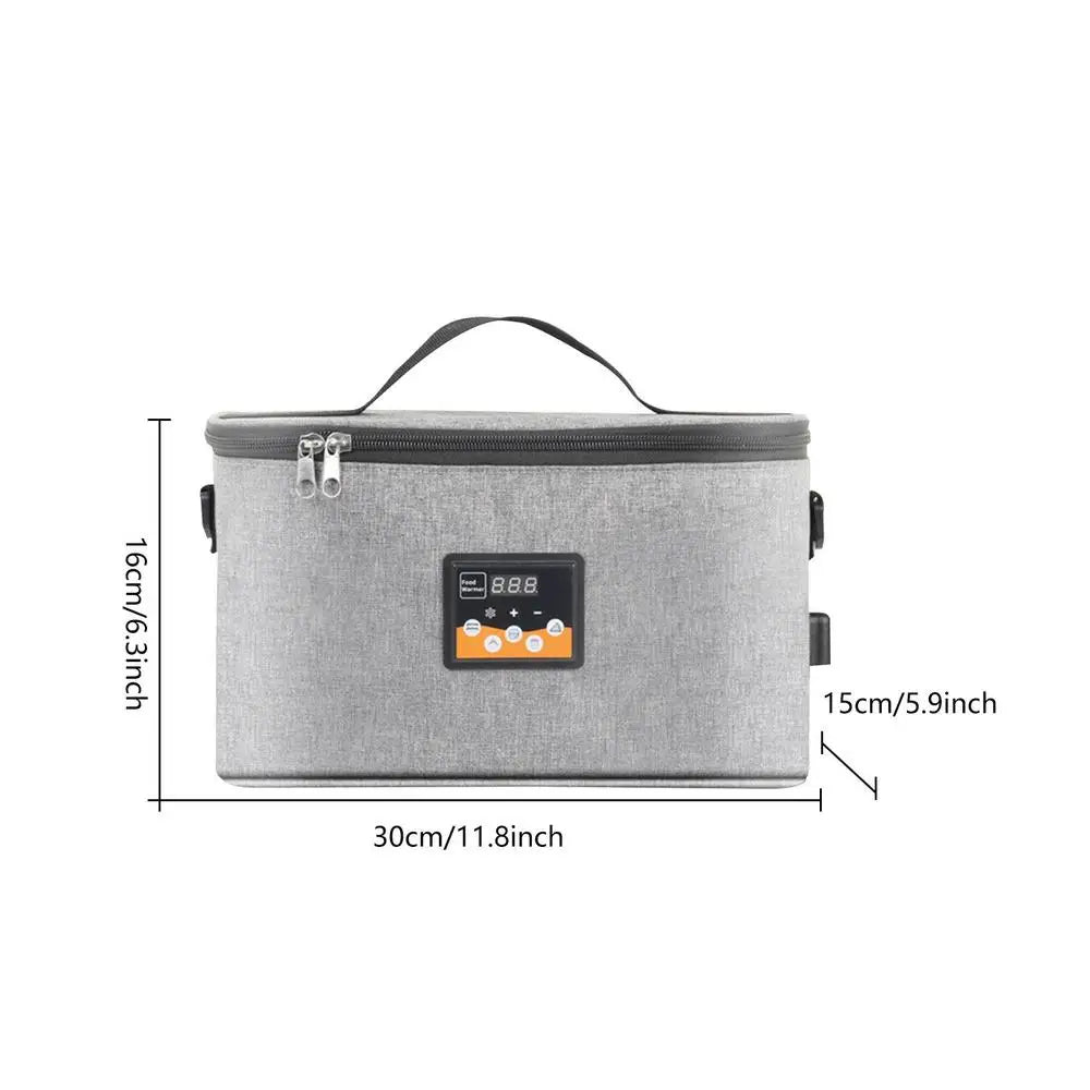 30cm Electric Heated Lunch Box Food Heater Food Warming Tote for car and home, 12V Portable Personal Oven with Tableware Bag