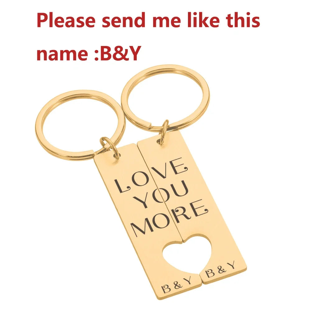 Stainless Personalized Heart Keychain Set Engraved Date and Name Custom Spotify Music Code KeyChain Car Love Keyring Gift Couple