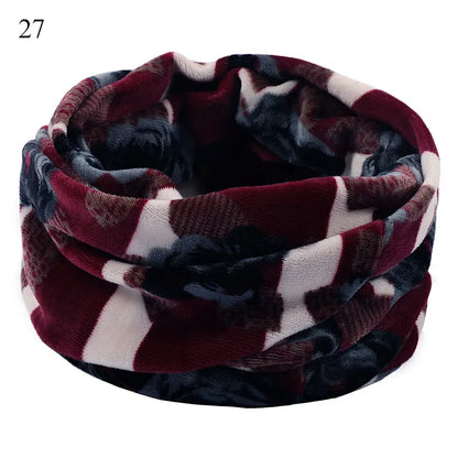 Winter Warm Soft Fleece Scarf Plush Neck Warmer For Women Men Print Floral Snood Scarves Unisex Tippet Neckerchief Shawl Wrap